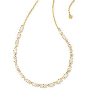 KENDRA SCOTT Genevieve Gold Strand Necklace in White Crystal NWOT